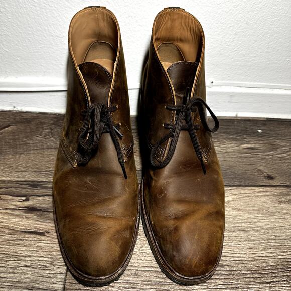 Clarks Bushacre 2 Chukka Boot Leather Lace-Up Round Toe Brown 13